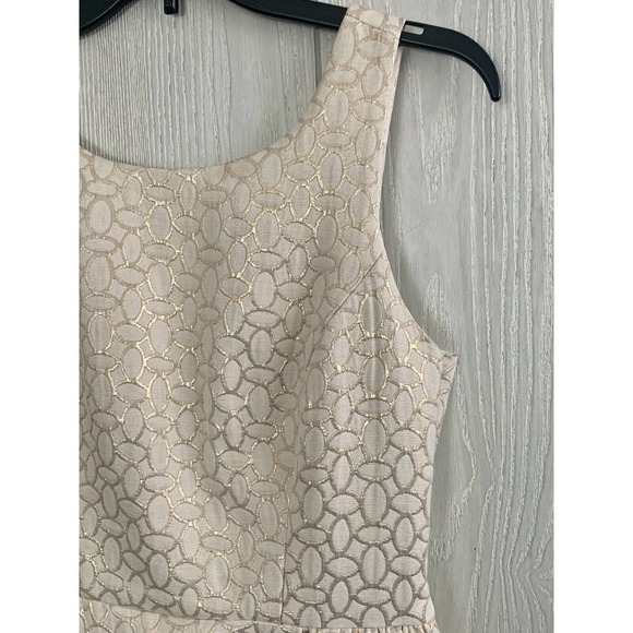 Erin Fetherston Gold Cream Jacquard Winnie Cocktail Dress Women's 8 - Picture 2 of 6